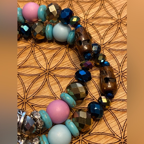 Handmade Sacred Geometry Matching Bracelet Set with Ancient Runes - Picture 3 of 7